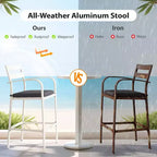 Set da bar VINGLI da 3 pezzi per esterni, tavolo alto da bar in alluminio e 2 sedie con cuscini, mobili da patio ad altezza bancone per cortile, piscina, giardino