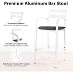 Set da bar VINGLI da 3 pezzi per esterni, tavolo alto da bar in alluminio e 2 sedie con cuscini, mobili da patio ad altezza bancone per cortile, piscina, giardino
