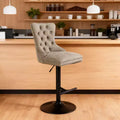 Homy Casa Set of 2 Adjustable Tufted Swivel Bar Stools with Footrests and Metal Base for Kitchen Island or Home Bar, Olive Green
