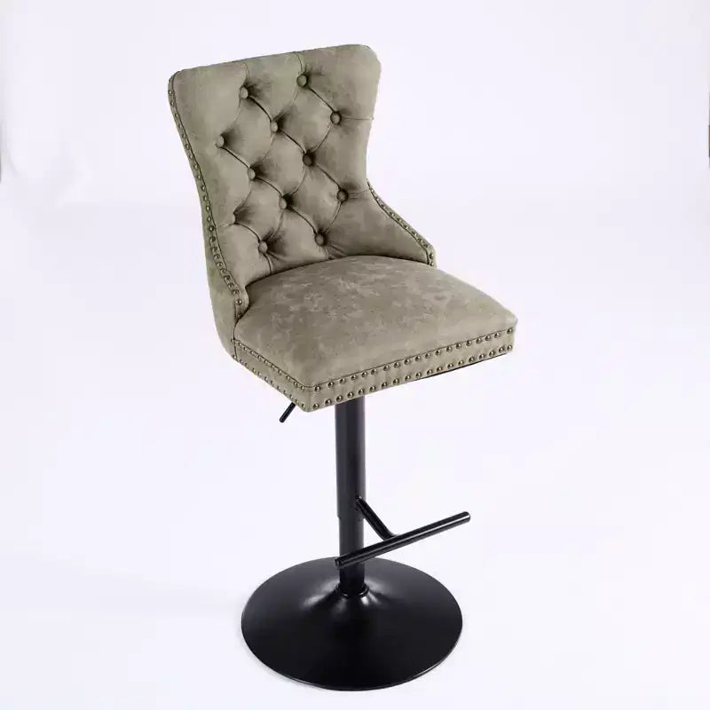 Homy Casa Lot de 2 tabourets de bar pivotants matelassés réglables avec repose-pieds et base en métal pour îlot de cuisine ou bar, vert olive