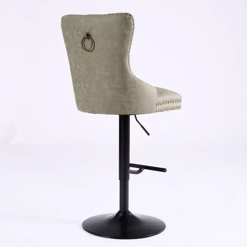 Homy Casa Lot de 2 tabourets de bar pivotants matelassés réglables avec repose-pieds et base en métal pour îlot de cuisine ou bar, vert olive
