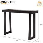VINGLI Tavolo Consolle Nero 42.9, Tavolo da Ingresso in Legno Massello, Tavolo Stretto da Divano Dietro al Divano, Sottile, per Soggiorno, Corridoio