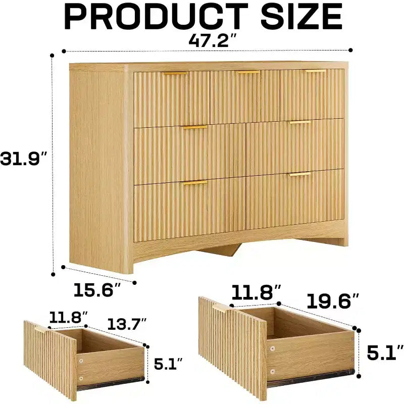Cassettiera a 7 cassetti in legno con scorrimento fluido, soluzione di archiviazione moderna per camere da letto, soggiorni e corridoi