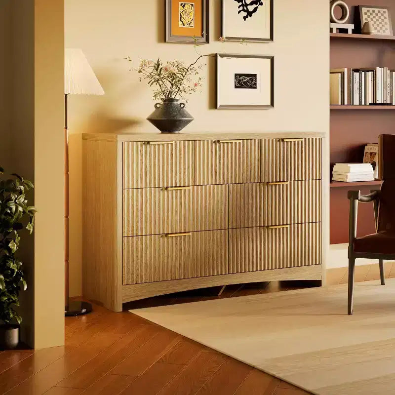 Cassettiera a 7 cassetti in legno con scorrimento fluido, soluzione di archiviazione moderna per camere da letto, soggiorni e corridoi