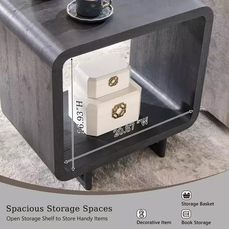 Table de chevet avec station de recharge, table de nuit en bois de 60 cm avec étagère ouverte, table d'appoint moderne pour salon et chambre à coucher