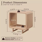 Table de chevet avec station de recharge, table de nuit en bois de 60 cm avec étagère ouverte, table d'appoint moderne pour salon et chambre à coucher