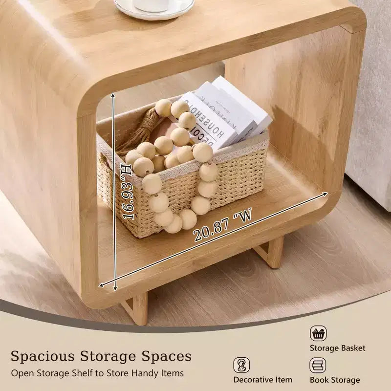 Table de chevet avec station de recharge, table de nuit en bois de 60 cm avec étagère ouverte, table d'appoint moderne pour salon et chambre à coucher