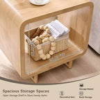 Table de chevet avec station de recharge, table de nuit en bois de 60 cm avec étagère ouverte, table d'appoint moderne pour salon et chambre à coucher