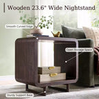 Table de chevet avec station de recharge, table de nuit en bois de 60 cm avec étagère ouverte, table d'appoint moderne pour salon et chambre à coucher