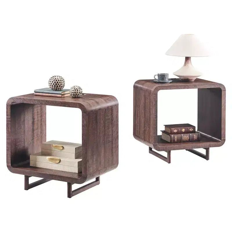 Table de chevet avec station de recharge, table de nuit en bois de 60 cm avec étagère ouverte, table d'appoint moderne pour salon et chambre à coucher