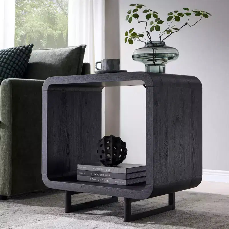 Table de chevet avec station de recharge, table de nuit en bois de 60 cm avec étagère ouverte, table d'appoint moderne pour salon et chambre à coucher