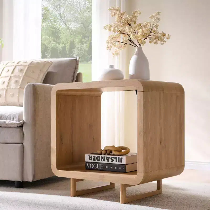 Table de chevet avec station de recharge, table de nuit en bois de 60 cm avec étagère ouverte, table d'appoint moderne pour salon et chambre à coucher