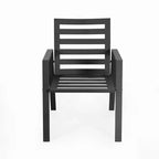 Ensemble de repas 7 pièces LesiureMod Chelsea - Table de salle à manger extérieure en aluminium avec trou pour parasol et chaises à accoudoirs avec coussin