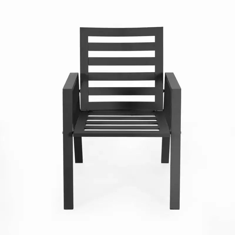Ensemble de repas 7 pièces LesiureMod Chelsea - Table de salle à manger extérieure en aluminium avec trou pour parasol et chaises à accoudoirs avec coussin