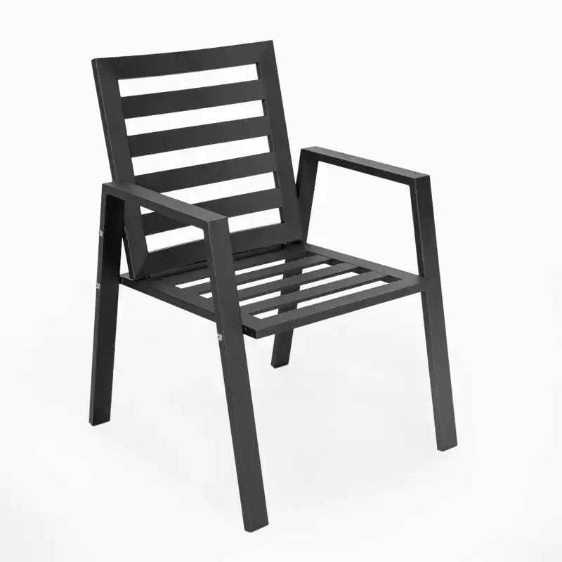 Ensemble de repas 7 pièces LesiureMod Chelsea - Table de salle à manger extérieure en aluminium avec trou pour parasol et chaises à accoudoirs avec coussin
