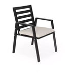 Ensemble de repas 7 pièces LesiureMod Chelsea - Table de salle à manger extérieure en aluminium avec trou pour parasol et chaises à accoudoirs avec coussin