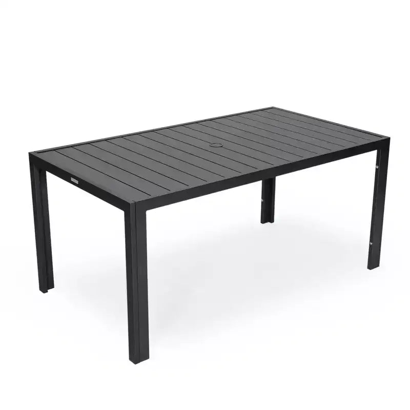Ensemble de repas 7 pièces LesiureMod Chelsea - Table de salle à manger extérieure en aluminium avec trou pour parasol et chaises à accoudoirs avec coussin