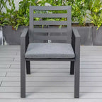 Ensemble de repas 7 pièces LesiureMod Chelsea - Table de salle à manger extérieure en aluminium avec trou pour parasol et chaises à accoudoirs avec coussin