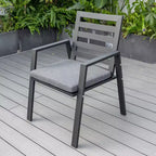 Ensemble de repas 7 pièces LesiureMod Chelsea - Table de salle à manger extérieure en aluminium avec trou pour parasol et chaises à accoudoirs avec coussin