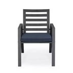 Ensemble de repas 7 pièces LesiureMod Chelsea - Table de salle à manger extérieure en aluminium avec trou pour parasol et chaises à accoudoirs avec coussin