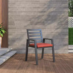 Ensemble de repas 7 pièces LesiureMod Chelsea - Table de salle à manger extérieure en aluminium avec trou pour parasol et chaises à accoudoirs avec coussin