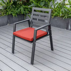 Ensemble de repas 7 pièces LesiureMod Chelsea - Table de salle à manger extérieure en aluminium avec trou pour parasol et chaises à accoudoirs avec coussin