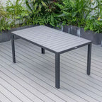 Ensemble de repas 7 pièces LesiureMod Chelsea - Table de salle à manger extérieure en aluminium avec trou pour parasol et chaises à accoudoirs avec coussin