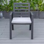 Ensemble de repas 7 pièces LesiureMod Chelsea - Table de salle à manger extérieure en aluminium avec trou pour parasol et chaises à accoudoirs avec coussin