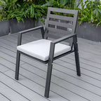 Ensemble de repas 7 pièces LesiureMod Chelsea - Table de salle à manger extérieure en aluminium avec trou pour parasol et chaises à accoudoirs avec coussin