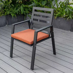 Ensemble de repas 7 pièces LesiureMod Chelsea - Table de salle à manger extérieure en aluminium avec trou pour parasol et chaises à accoudoirs avec coussin