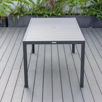 Ensemble de repas 7 pièces LesiureMod Chelsea - Table de salle à manger extérieure en aluminium avec trou pour parasol et chaises à accoudoirs avec coussin