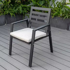 Ensemble de repas 7 pièces LesiureMod Chelsea - Table de salle à manger extérieure en aluminium avec trou pour parasol et chaises à accoudoirs avec coussin