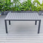 Ensemble de repas 7 pièces LesiureMod Chelsea - Table de salle à manger extérieure en aluminium avec trou pour parasol et chaises à accoudoirs avec coussin