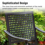 Captiva Designs Tavolo da pranzo rettangolare espandibile con piano a doghe in acciaio e 6 eleganti sedie in metallo con schienale, 7 pezzi per patio