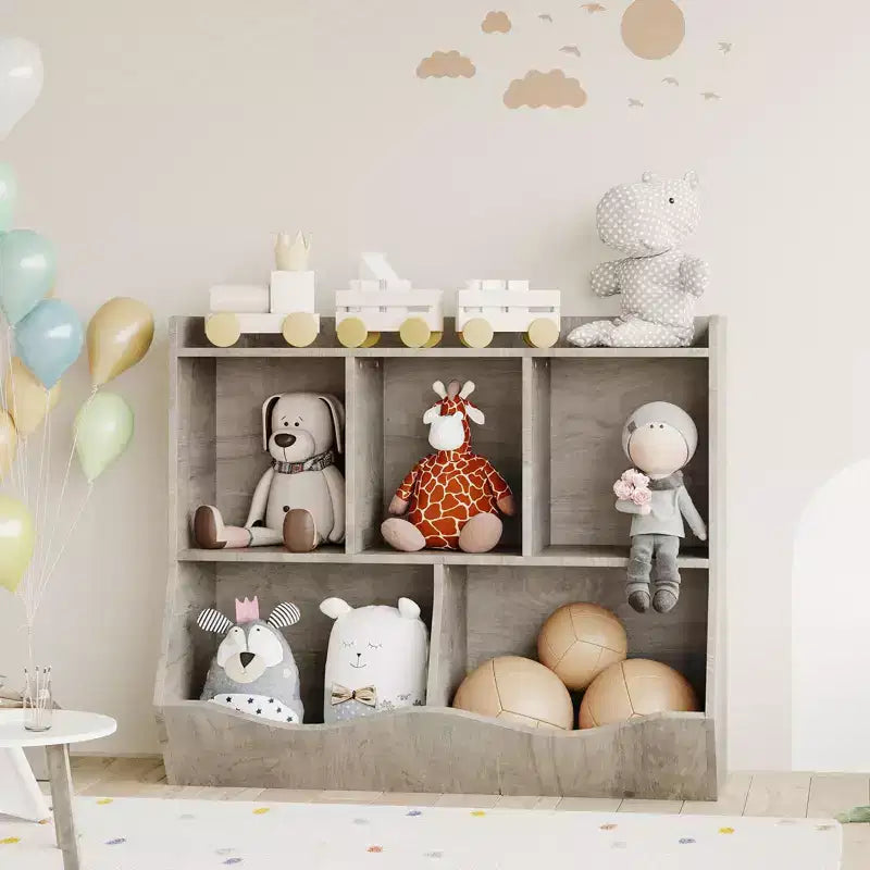 Mobile Organizer e Libreria in Legno - Scaffale a 5 Scomparti, Mobili per Asilo Nido, Cameretta, Armadietto per Bambini per Scuola Materna, Sala Giochi o Camera da Letto