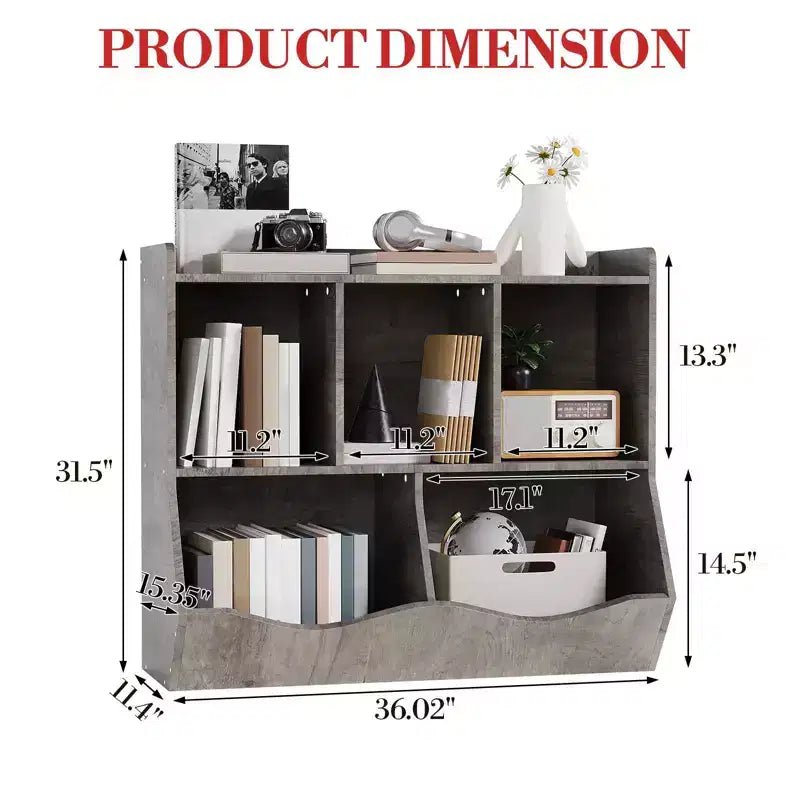 Mobile Organizer e Libreria in Legno - Scaffale a 5 Scomparti, Mobili per Asilo Nido, Cameretta, Armadietto per Bambini per Scuola Materna, Sala Giochi o Camera da Letto