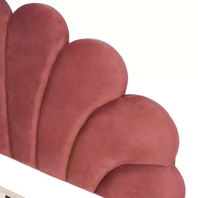 Struttura letto imbottita Full/Queen con testiera in velluto con motivo floreale