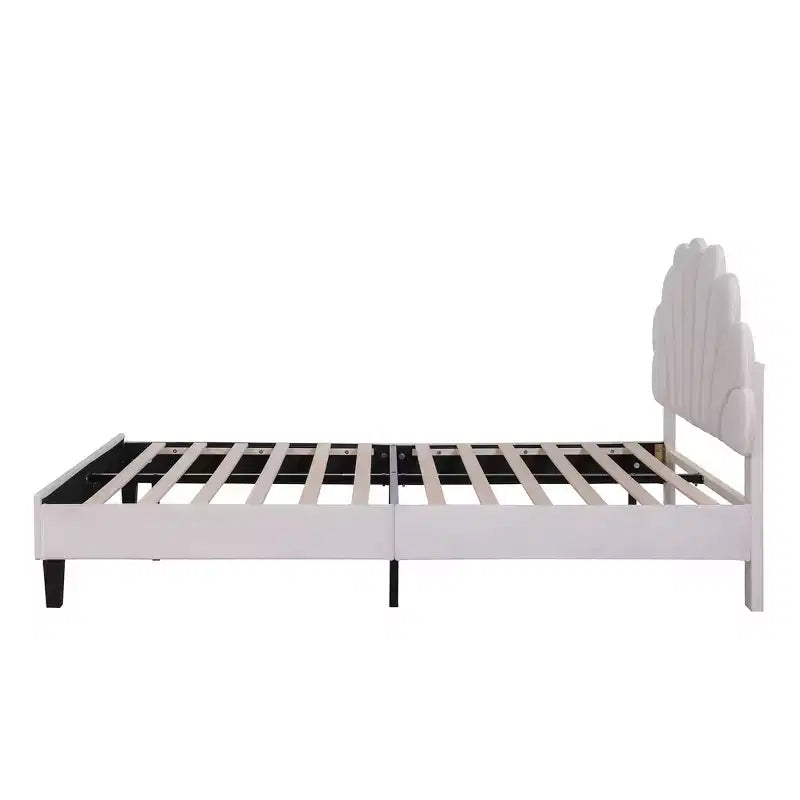 Struttura letto imbottita Full/Queen con testiera in velluto con motivo floreale