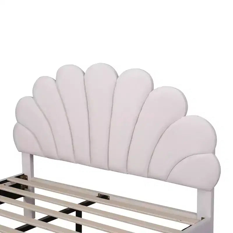 Struttura letto imbottita Full/Queen con testiera in velluto con motivo floreale