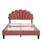 Struttura letto imbottita Full/Queen con testiera in velluto con motivo floreale