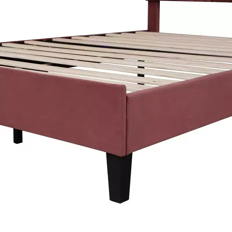 Struttura letto imbottita Full/Queen con testiera in velluto con motivo floreale