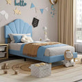 Twin XL Bed Frame, Velvet Upholstered Platform Bed Frame with Height Adjustable Headboard, Wood Slat Support, Easy to Assemble, No Box Spring Needed