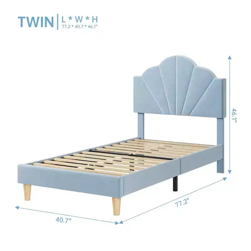 Cadre de lit Twin XL, cadre de lit plateforme rembourré en velours avec tête de lit réglable en hauteur, support à lattes en bois, facile à assembler, aucun sommier tapissier requis