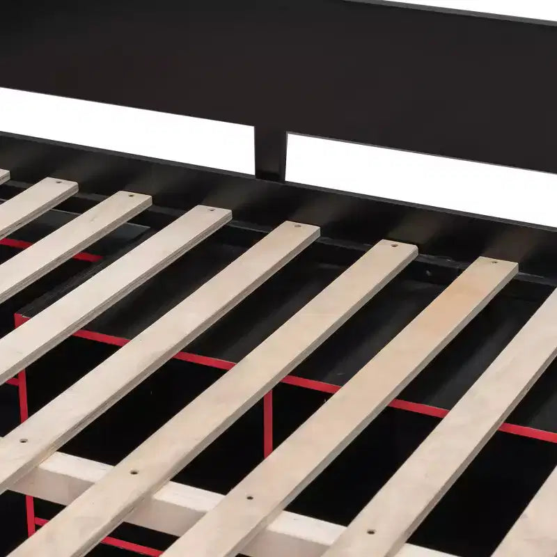 Lit mezzanine Luxystar Gaming avec bureau, lumières RVB et rangements, lit pleine grandeur peu encombrant pour adolescents et adultes
