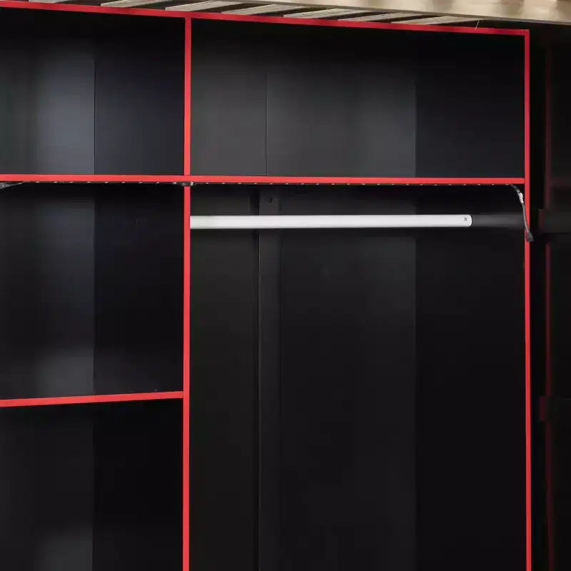 Lit mezzanine Luxystar Gaming avec bureau, lumières RVB et rangements, lit pleine grandeur peu encombrant pour adolescents et adultes