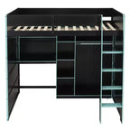 Lit mezzanine Luxystar Gaming avec bureau, lumières RVB et rangements, lit pleine grandeur peu encombrant pour adolescents et adultes