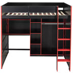 Lit mezzanine Luxystar Gaming avec bureau, lumières RVB et rangements, lit pleine grandeur peu encombrant pour adolescents et adultes