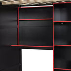 Lit mezzanine Luxystar Gaming avec bureau, lumières RVB et rangements, lit pleine grandeur peu encombrant pour adolescents et adultes