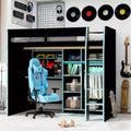 Luxystar Gaming Loft Bed with Desk, RGB Lights & Storage, Full Size Space-Saving Bed for Teens and Adults