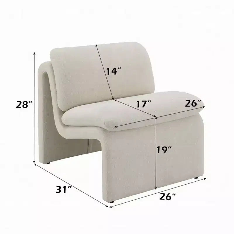Poltrona Royal Hampton, Base Aperta Curva, Senza Braccioli, Moderna, Bouclé Avorio
